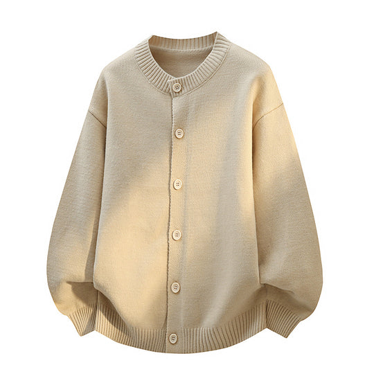 Unisex Oversize Strickcardigan mit Rundhalsausschnitt, Ballonärmeln & durchgehender Knopfleiste Nord Taschen