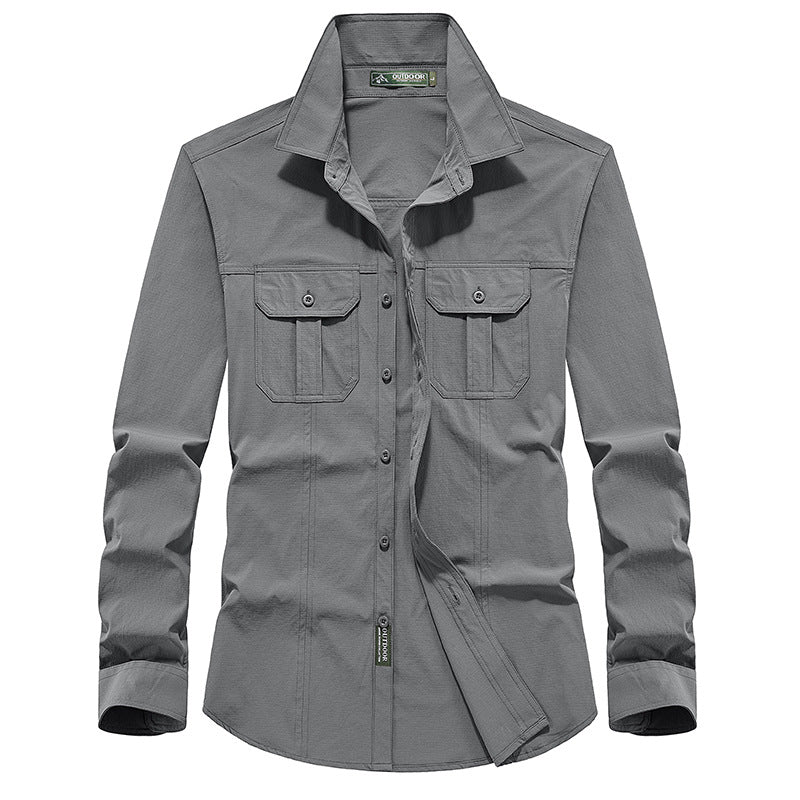 Herren Outdoor-Hemd mit Brustklappen, Ripstop-Gewebe und Regular-Fit Nord Taschen