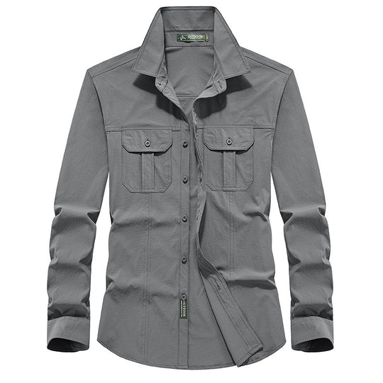 Herren Outdoor-Hemd mit Brustklappen, Ripstop-Gewebe und Regular-Fit Nord Taschen