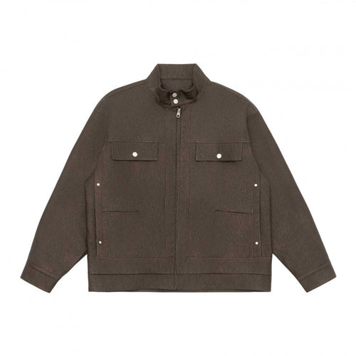 Unisex Boxy-Hemdjacke im Worker‑Stil mit Stehkragen, Frontreißverschluss und Pattentaschen Nord Taschen