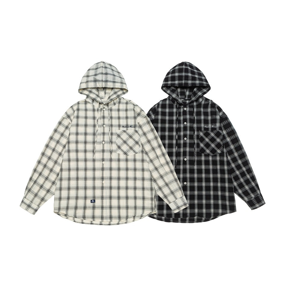 Unisex Kapuzen‑Overshirt im karierten Flanell‑Look mit Brusttasche und Knopfleiste Nord Taschen