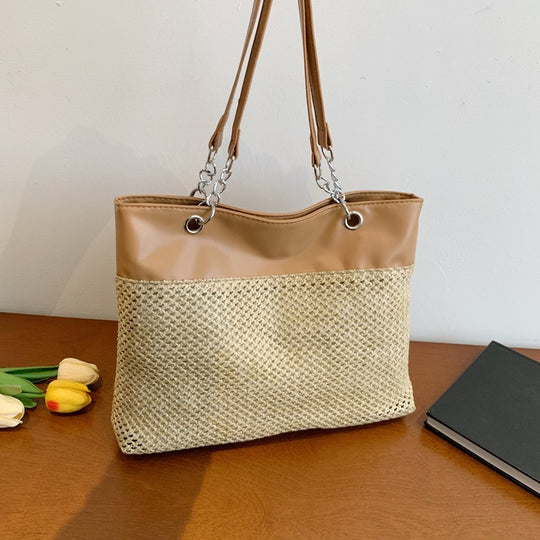 Damen elegante Handtasche aus geflochtenem Material mit luxuriösen Akzenten Nord Taschen