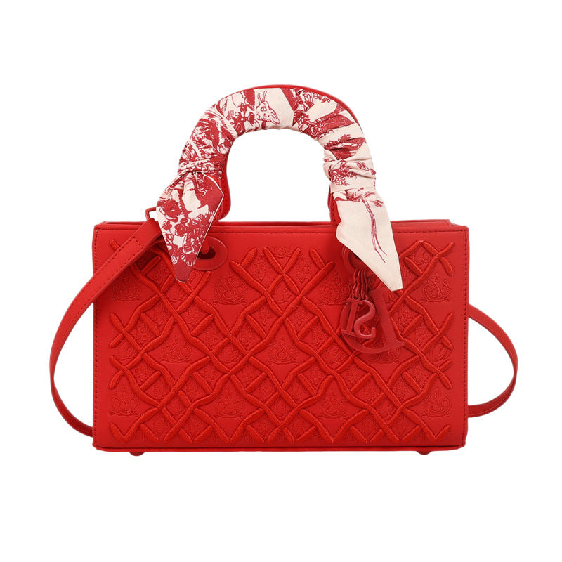 Damen elegante Handtasche mit strukturiertem Design und modischem Halsschal Nord Taschen