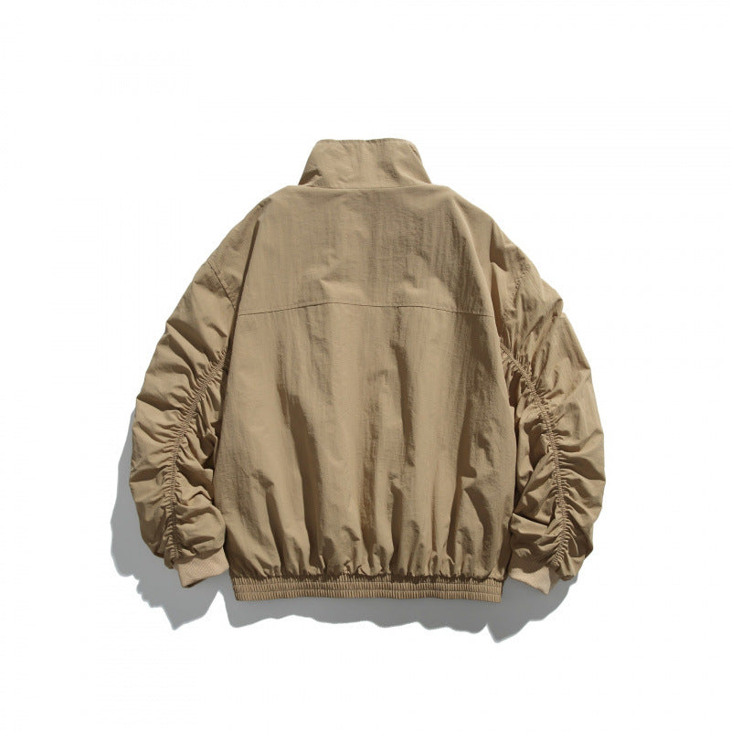 Unisex Leichte Nylon‑Bomberjacke mit Stehkragen, durchgehendem Reißverschluss und elastischem Saum Nord Taschen