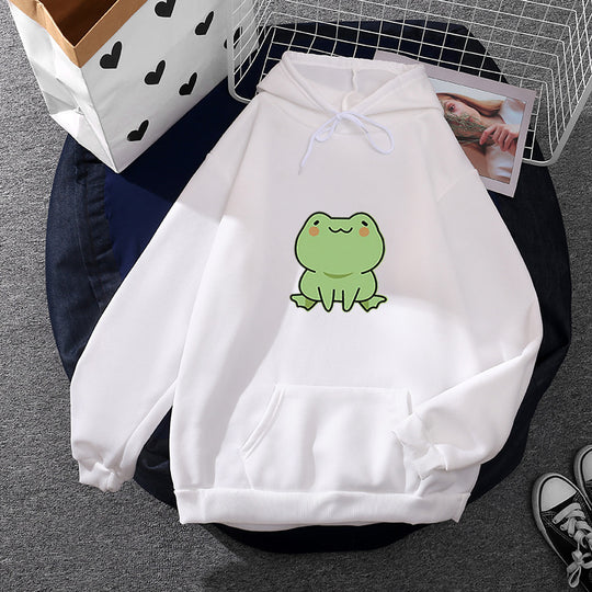 Damen Kapuzenpullover mit Mond‑und‑Wal-Illustration, Oversize-Schnitt und Kängurutasche Nord Taschen