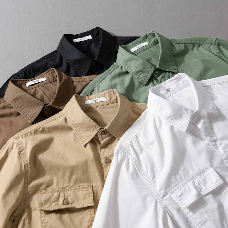 Herren Pflegeleichtes Baumwoll-Utility-Overshirt mit Doppel‑Brusttaschen und entspanntem Saum Nord Taschen