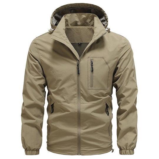 Herren Atmungsaktive ultraleichte Wind- und Regenjacke mit Mesh-Innenfutter und verdeckter Brusttasche Nord Taschen