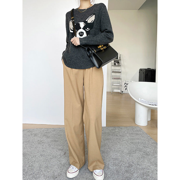 Damen Elegante und bequeme hoch taillierte Stoffhose Nord Taschen