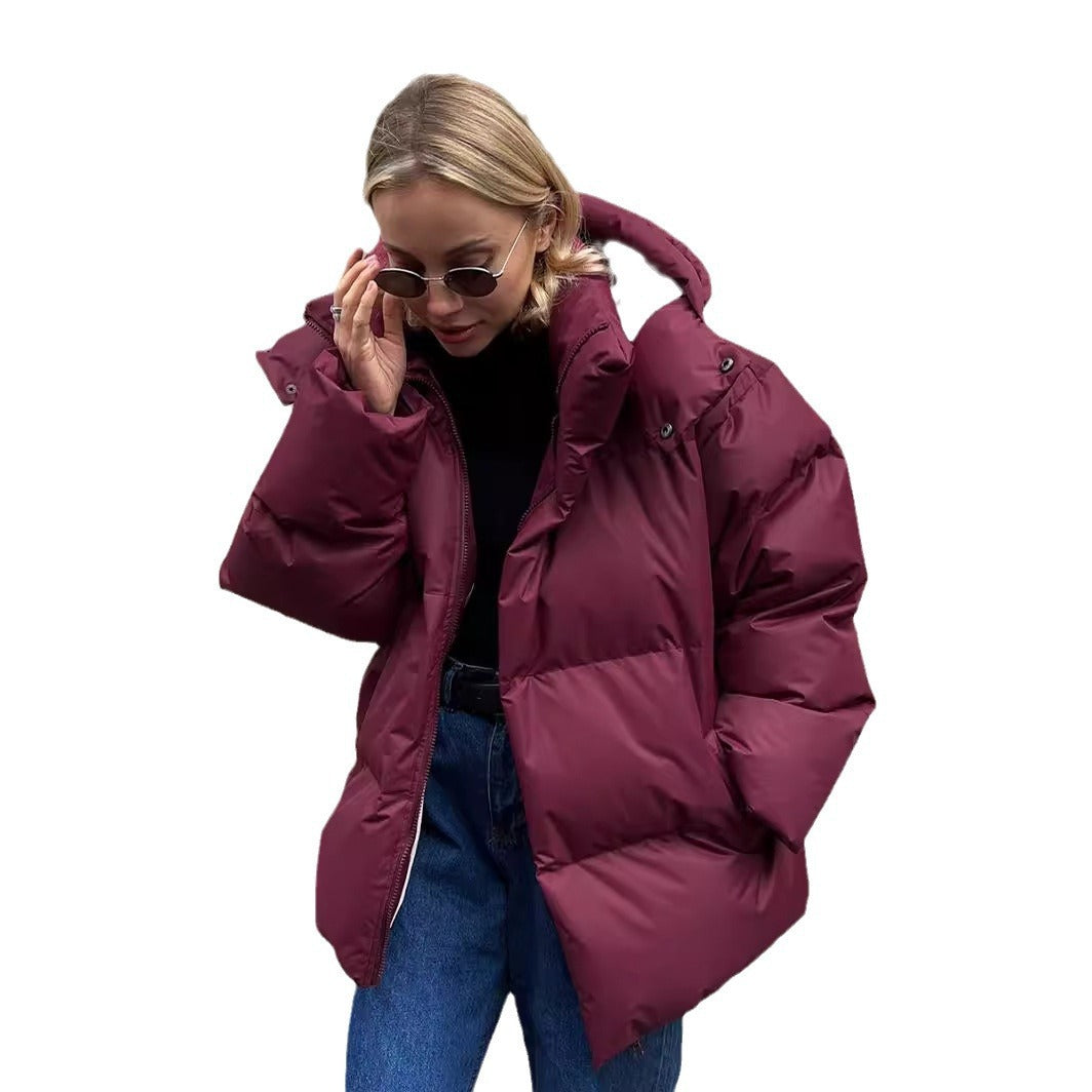 Damen Oversize Steppjacke mit Kapuze und wattierter Thermofüllung Nord Taschen