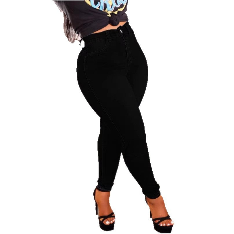 Damen hochgeschnittene figurformende Skinny-Jeans mit schlankmachendem Bund Nord Taschen