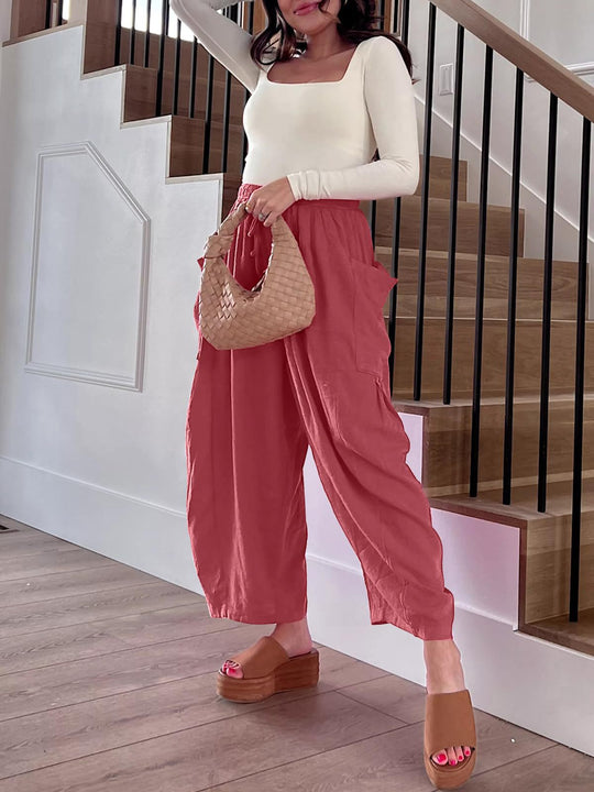 Damen Modische Leinenhose Nord Taschen