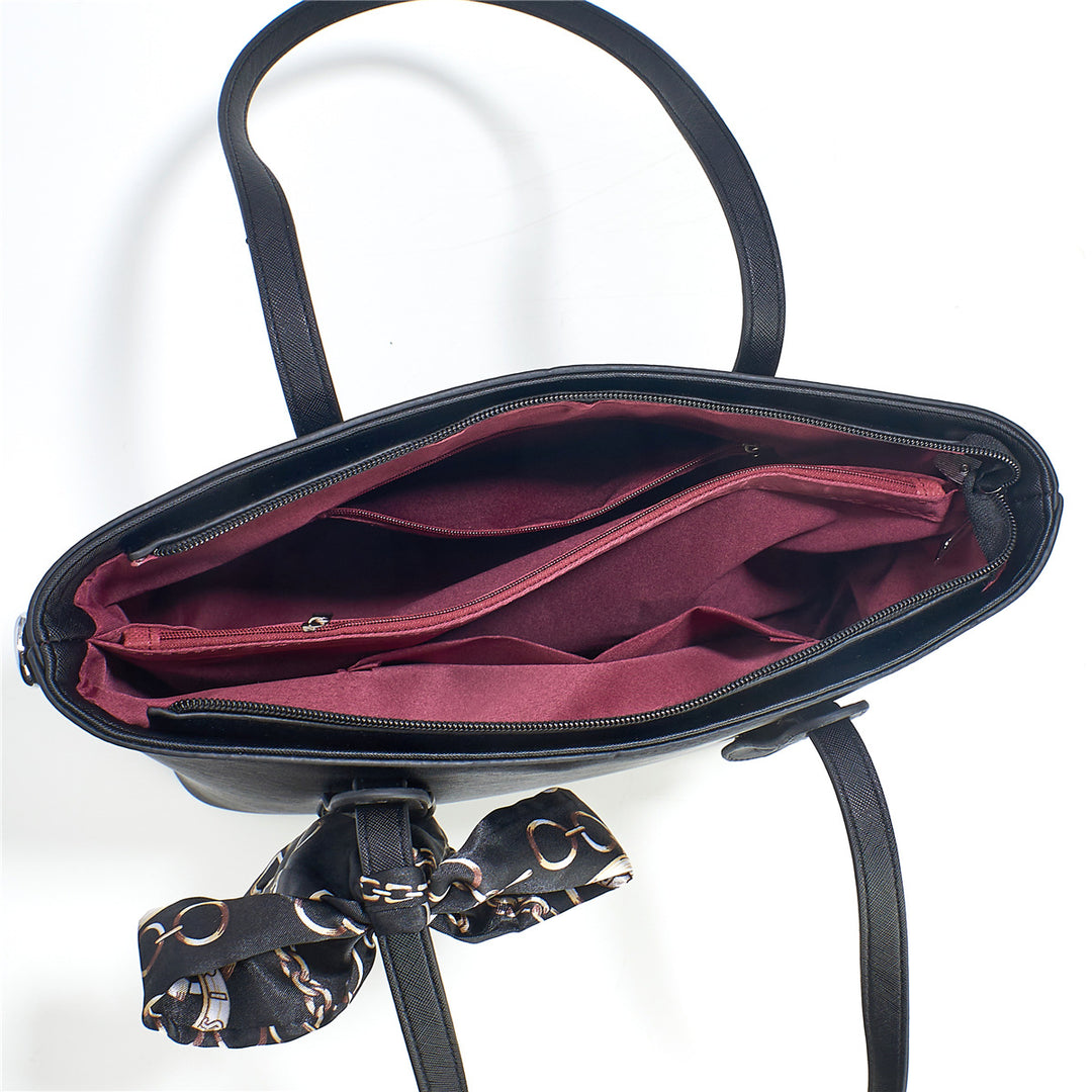 Damen elegant strukturierte Handtasche mit modischem Schal Nord Taschen