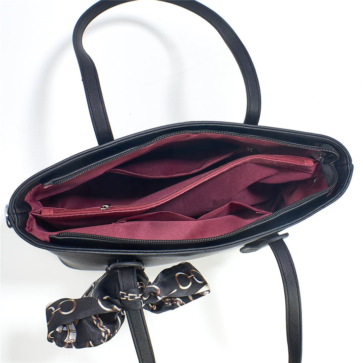 Damen elegant strukturierte Handtasche mit modischem Schal Nord Taschen
