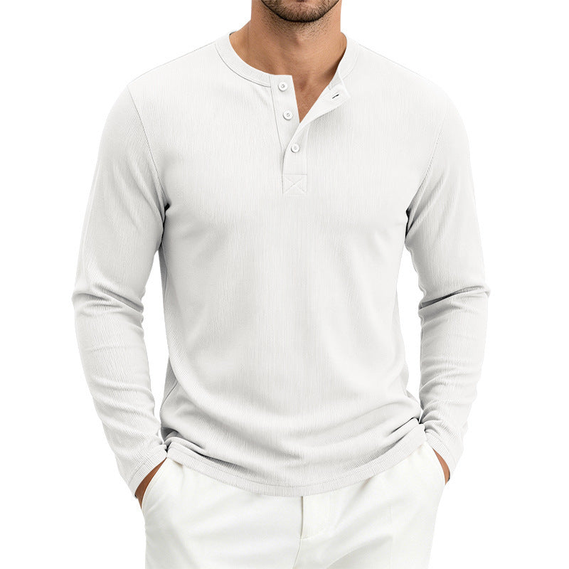 Herren Langärmeliges Waffelstrick-Henleyshirt mit Knopfleiste, thermoregulierend und schmaler Schnitt Nord Taschen