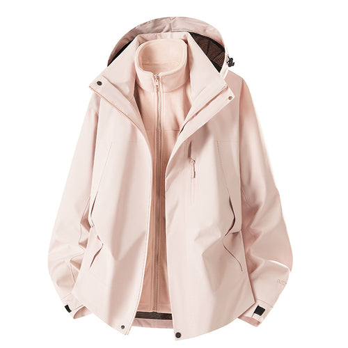 Herren zweiteilige Softshelljacke mit herausnehmbarer Fleece-Innenjacke, verstellbarer Kapuze und wasserabweisender Membran Nord Taschen
