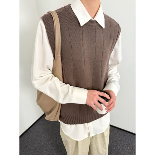 Unisex Stylischer Strickpullover ohne Ärmel Nord Taschen