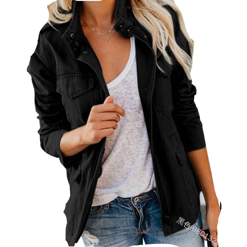 Damen Utility-Fieldjacke mit Stehkragen, aufgesetzten Taschen und Taillenzug Nord Taschen