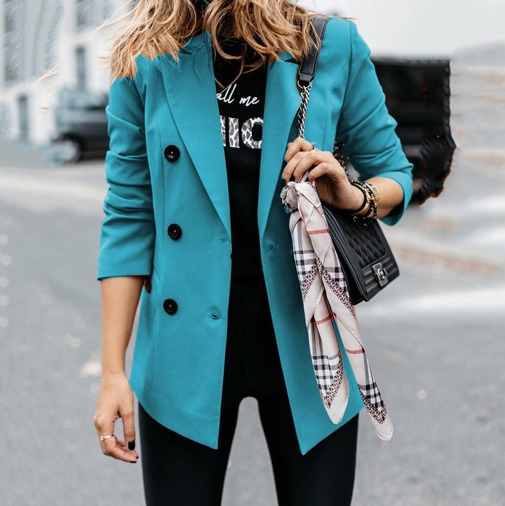 Damen eleganter taillierter Blazer mit doppelter Knopfleiste
