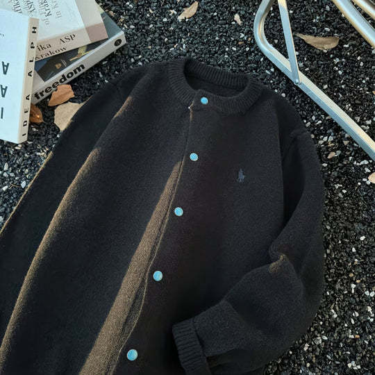 Unisex Oversize-Strickjacke mit Druckknopfleiste, geripptem Saum und Melange-Optik Nord Taschen