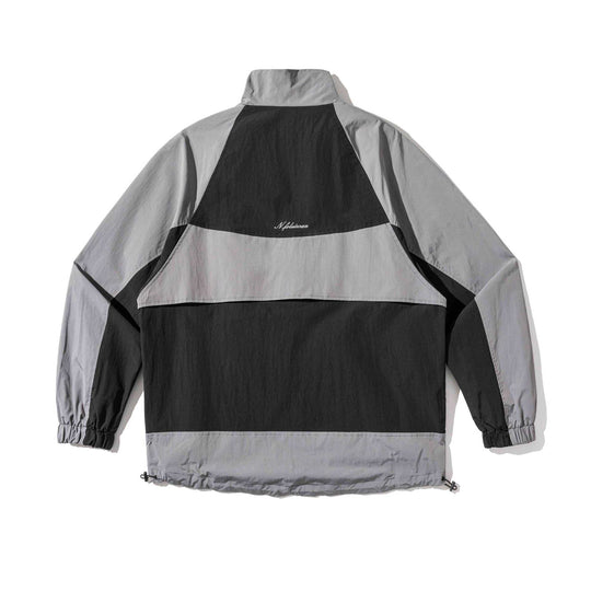 Unisex Leichte Colorblock-Windjacke im Boxy-Cut mit hohem Stehkragen und Kordelzugsaum Nord Taschen