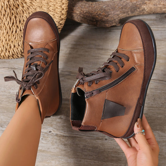 Damen  hochgeschnittene Freizeit-Sneaker-Stiefelette mit seitlichem Reißverschluss gepolstertem Fußbett und rutschfester Gummisohle Nord Taschen