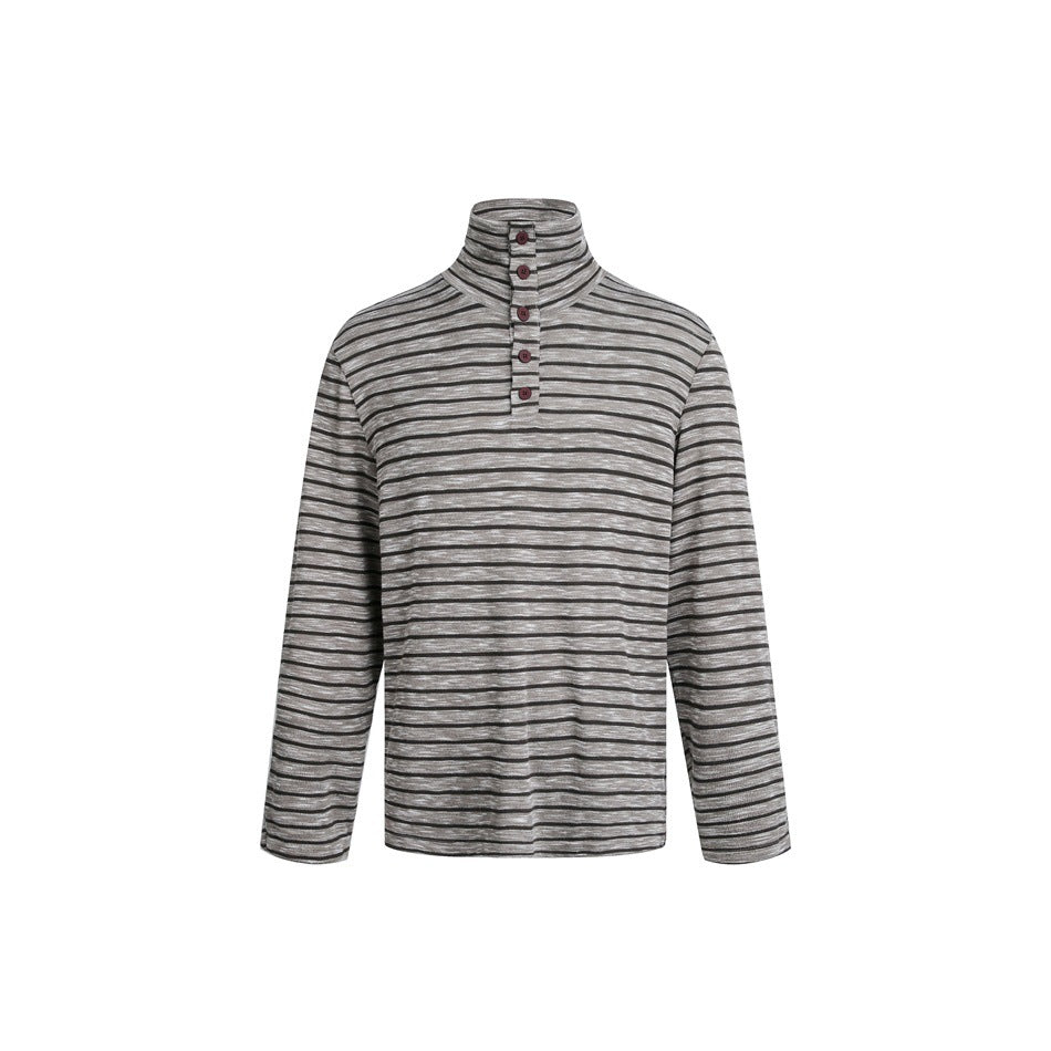 Herren Gestreifter Rollkragenpullover mit Knopfleiste und relaxed Fit Nord Taschen