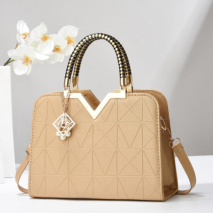 Damen Designer-Handtasche mit strukturiertem Geometrie-Muster und abnehmbarem Zubehör Nord Taschen