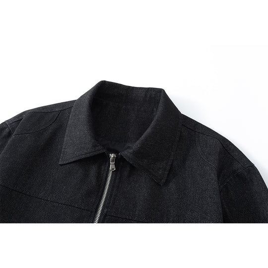 Herren Boxy-Überjacke mit Vintage-Denim-Optik, durchgehendem Metallreißverschluss und seitlichen Zipper-Taschen Nord Taschen
