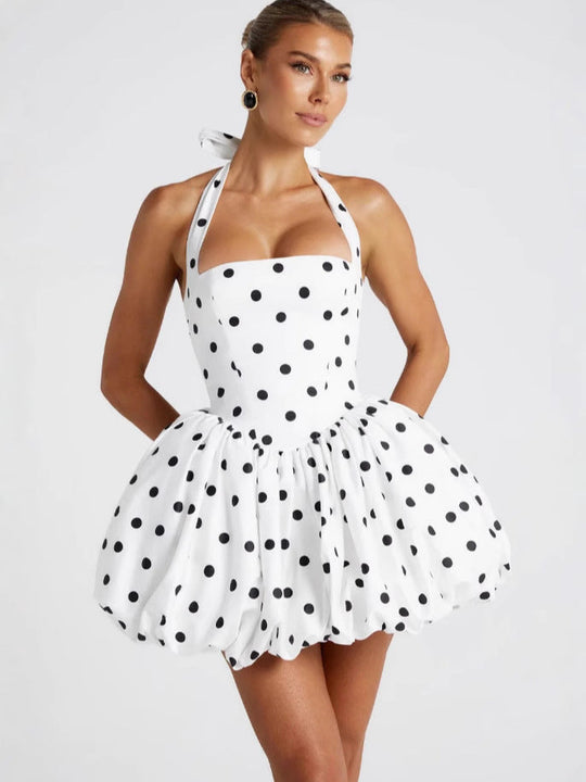 Damen Ballonkleid mit Schnittführung und großzügigem Ausschnitt