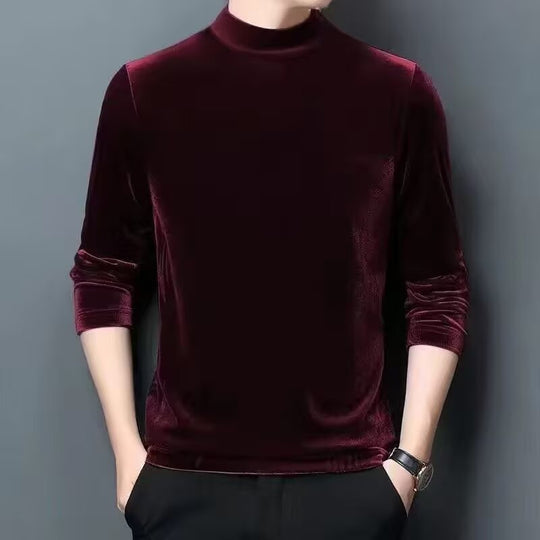 Herren Feiner Samt-Halbrollkragenpullover Slim-Fit Nord Taschen