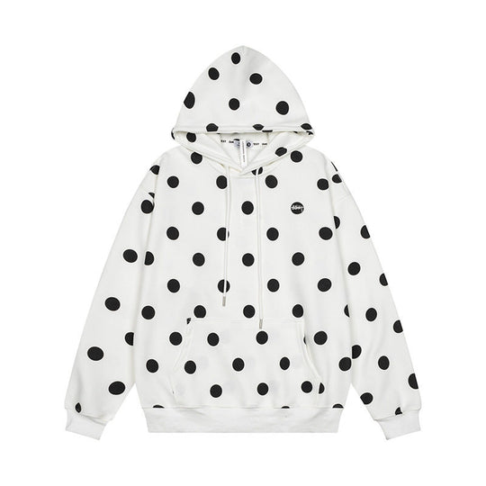 Damen Oversize-Kapuzenpullover mit Polka-Dot-Allover und Kängurutasche Nord Taschen