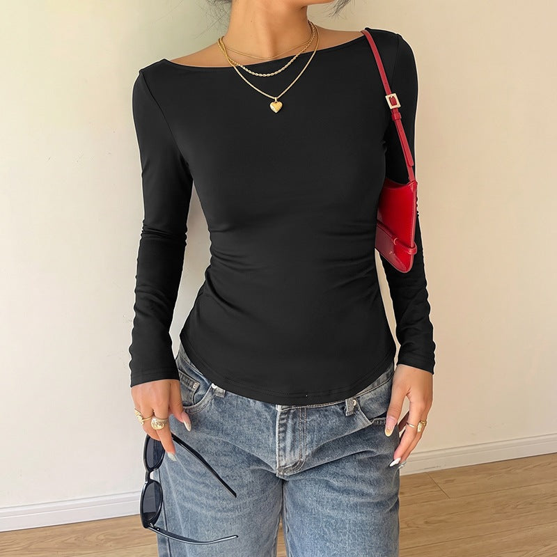 Damen Basic Langarmshirt mit Rundhalsausschnitt Nord Taschen