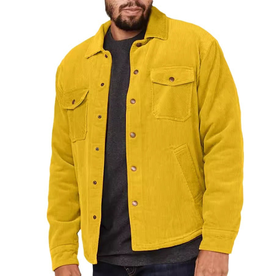 Herren Kord-Worker-Overshirt mit Druckknopfleiste, Pattentaschen und aufgesetzten Eingrifftaschen Nord Taschen
