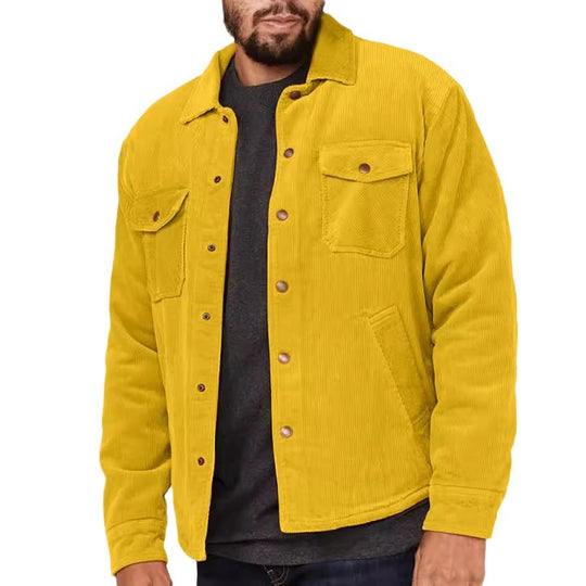 Herren Kord-Worker-Overshirt mit Druckknopfleiste, Pattentaschen und aufgesetzten Eingrifftaschen Nord Taschen