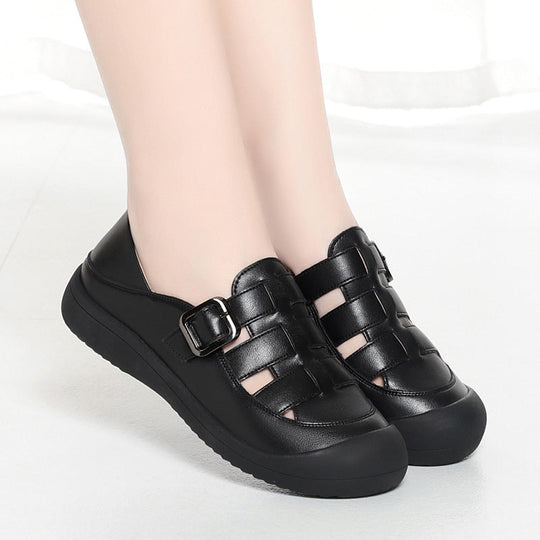 Damen Komfortable Lederschuhe mit modischem Schnallen-Detail