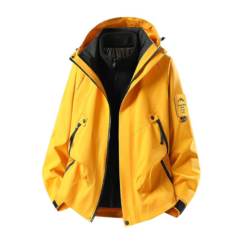 Herren Zwei-in-eins Wetterschutzjacke mit abnehmbarer Steppweste und verstellbarer Kapuze Nord Taschen