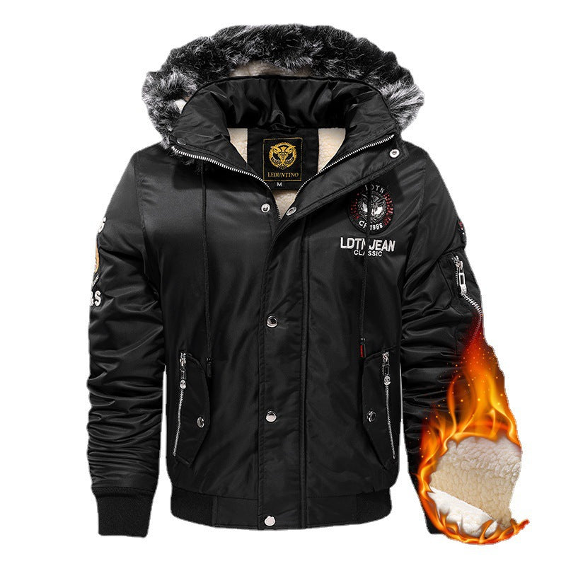Herren  gefütterte Winterparka mit Teddyfutter, Kunstfellkapuze und multiplen Reißverschlusstaschen Nord Taschen