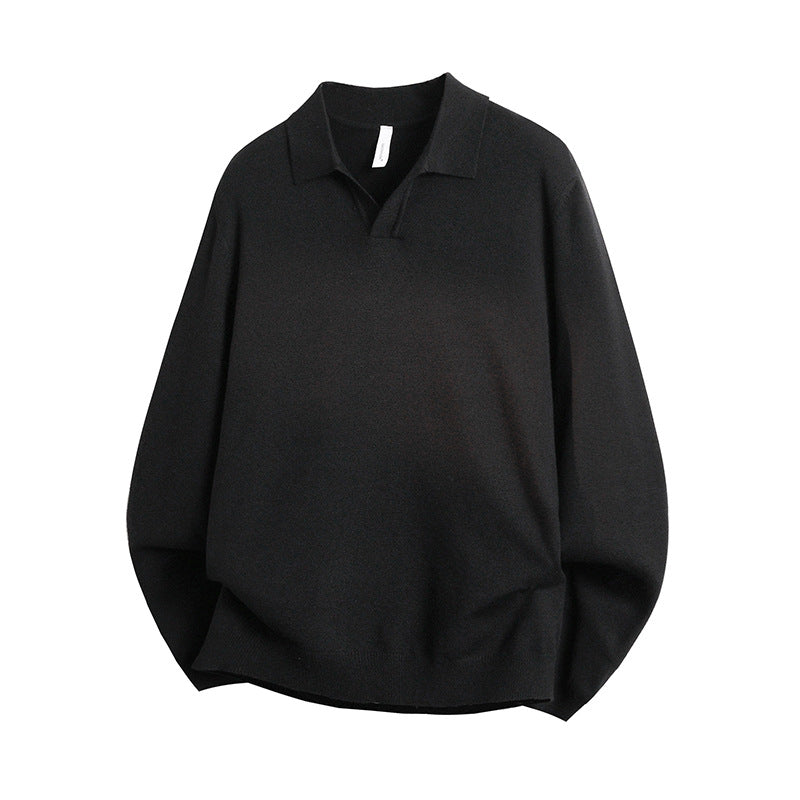 Unisex Oversized Polokragen-Feinstrickpullover mit weitem Schnitt Nord Taschen