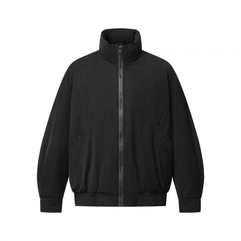 Herren Oversized Bomberjacke aus Veloursleder‑Optik mit hohem Stehkragen und elastischem Saum Nord Taschen