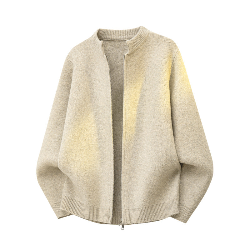 Damen Oversize Polokragen-Strickpullover mit Knopfleiste und geripptem Saum Nord Taschen