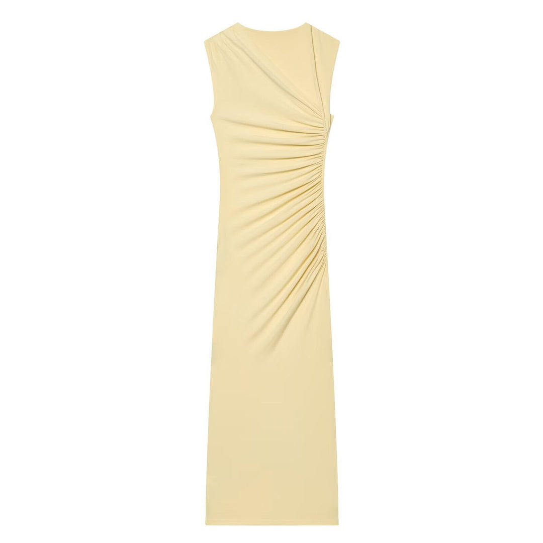 Damen ärmelloses Maxikleid mit raffinierten Rüschendetails und elegantem Schnitt