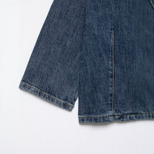 Damen Cropped Denim Cape‑Jacke mit Stehkragen, kastiger Silhouette und 3/4‑Ärmeln Nord Taschen