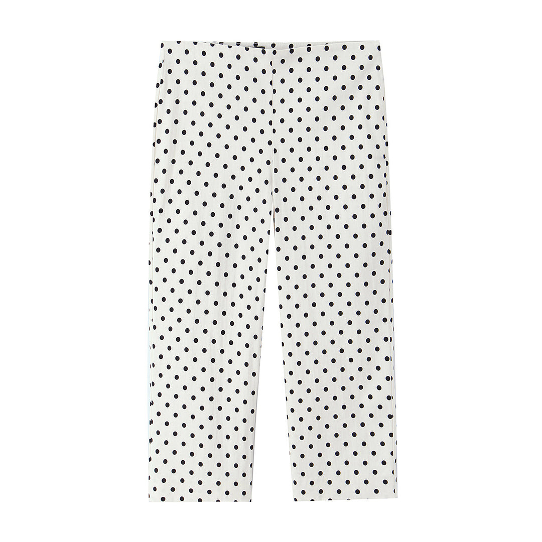Damen Cropped-Palazzohose mit hoher Taille, weitem Bein und Punktemuster Nord Taschen