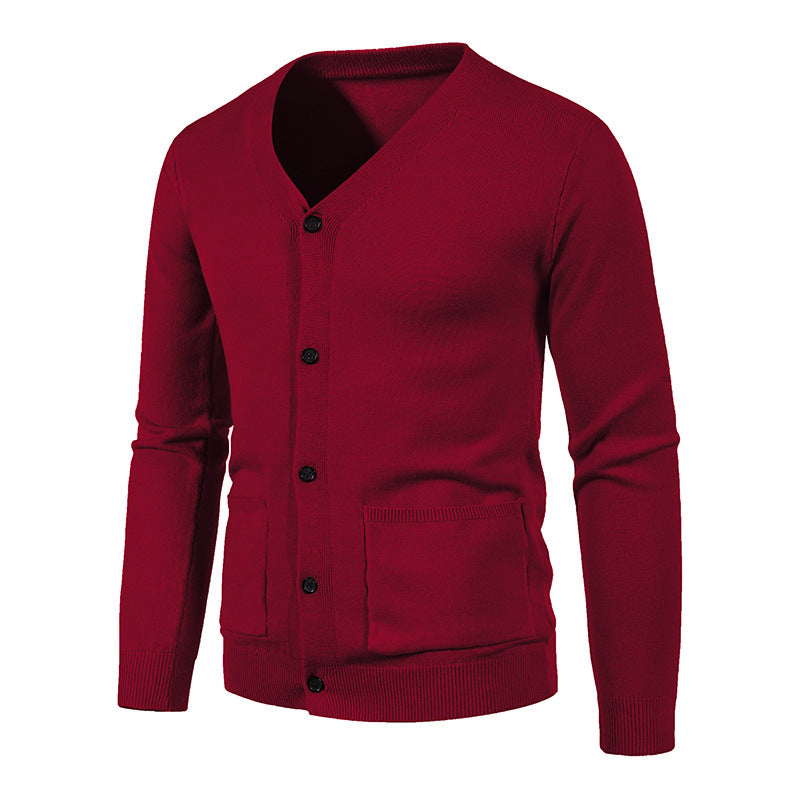 Herren Feinstrick-Cardigan mit V-Ausschnitt, durchgehender Knopfleiste und aufgesetzten Taschen Nord Taschen