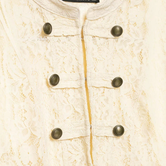 Damen Kurze Spitzenjacke im Military‑Look mit Stehkragen und Zierknopfleiste Nord Taschen