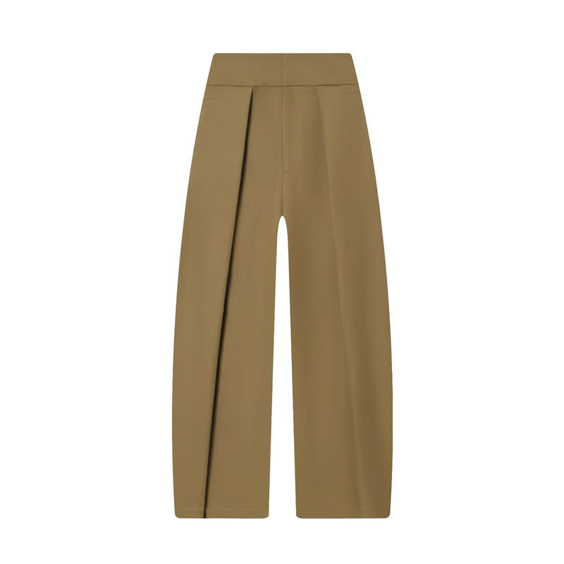 Damen Weite Plissée-Jerseyhose mit hoher Taille und Bügelfalte Nord Taschen