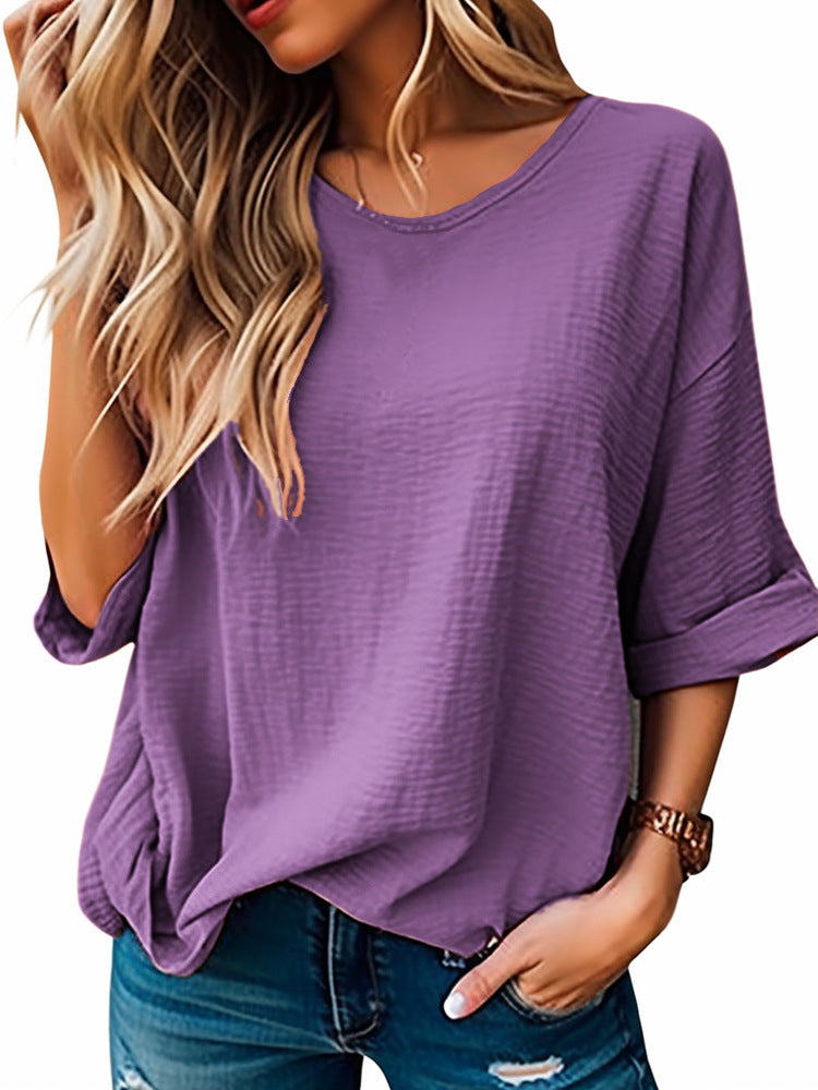Damen lässiges Oversized T-Shirt mit modischem Strukturdesign