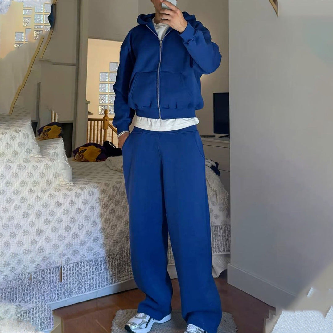 Herren nan Oversize Zip-Hoodie und Relaxed Sweatpants Set Nord Taschen