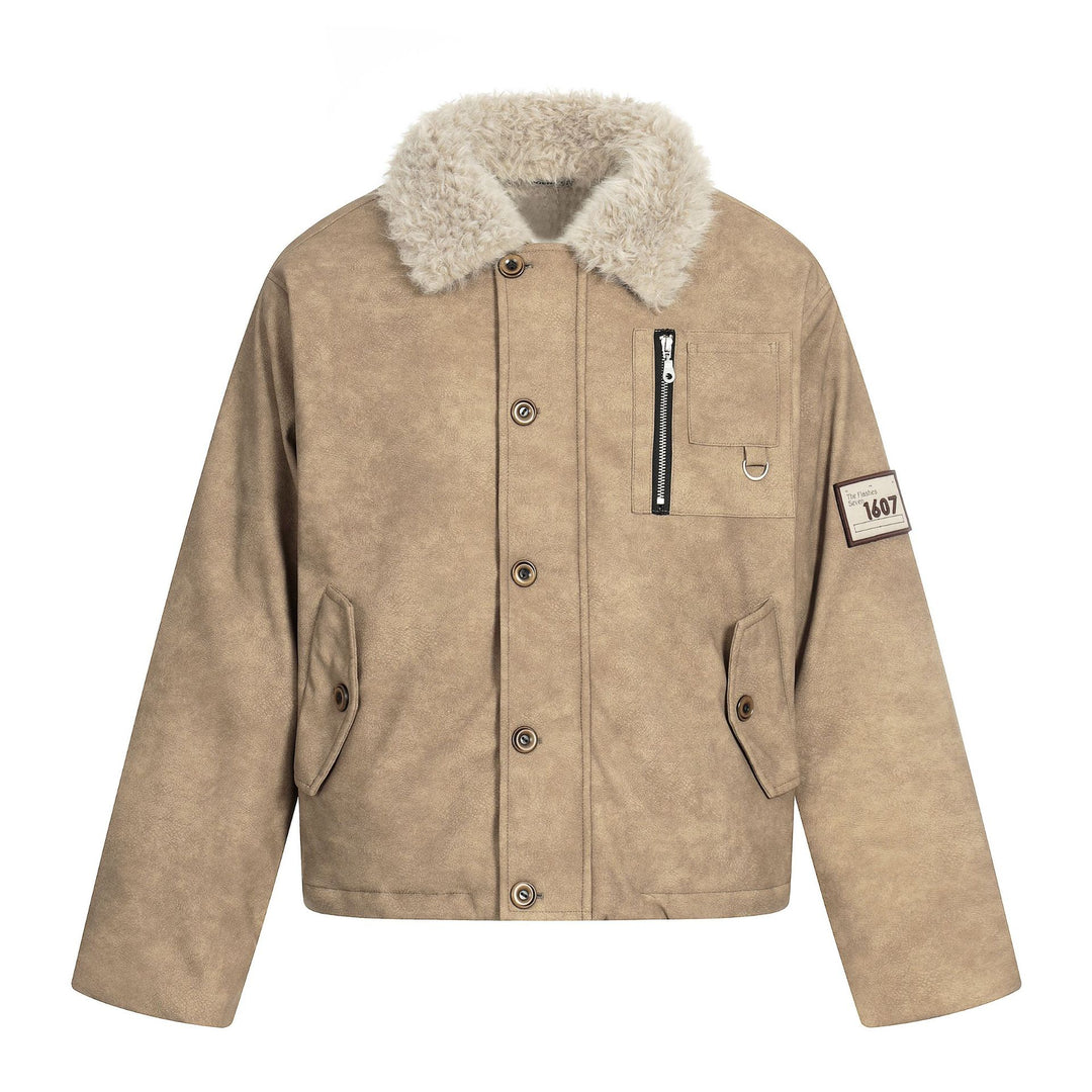 Herren Kurzblouson im Retro‑Military‑Look mit Teddyfellkragen und funktionalen Brusttaschen Nord Taschen