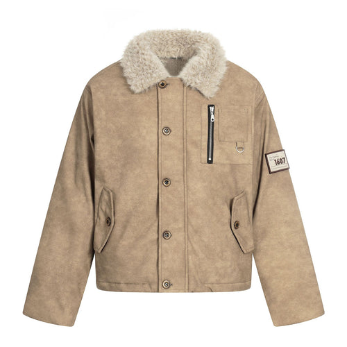 Herren Kurzblouson im Retro‑Military‑Look mit Teddyfellkragen und funktionalen Brusttaschen Nord Taschen